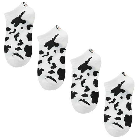OUNONA Cow Cotton Socks Low Cut Short for Girls 2 Pairs 4.7x3.9in