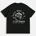 thumbnail image 3 of Jesus Made Me a Fishermen Print T Shirts for Mens Christian Cross Fish Hook Graphic Tees Short Sleeve Casual Tops for Daily Outfits Black,S, 3 of 8