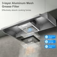 thumbnail image 2 of Joeaonz 24-Inch Ductless Under Cabinet Range Hood with LED Light, Stainless Steel, Rear Exhaust, 2-Speed, Dishwasher-Safe Filter, 2 of 10