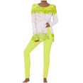 thumbnail image 2 of Puntoco Conjunto De Camiseta Y Pantalones Largos Con Cuello Redondo Y Manga Larga Estampado Informal Para Mujer Amarillo Xxxl, 2 of 5