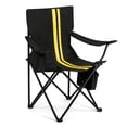 thumbnail image 3 of Folding Camping Chair with Built-in Cooler Bag, 350LBS Portable Outdoor Chair with Cup Holder, Side Pocket & Carry Bag, Camping Chair with Yellow Stripes for Beach, Picnic, Fishing, 3 of 11