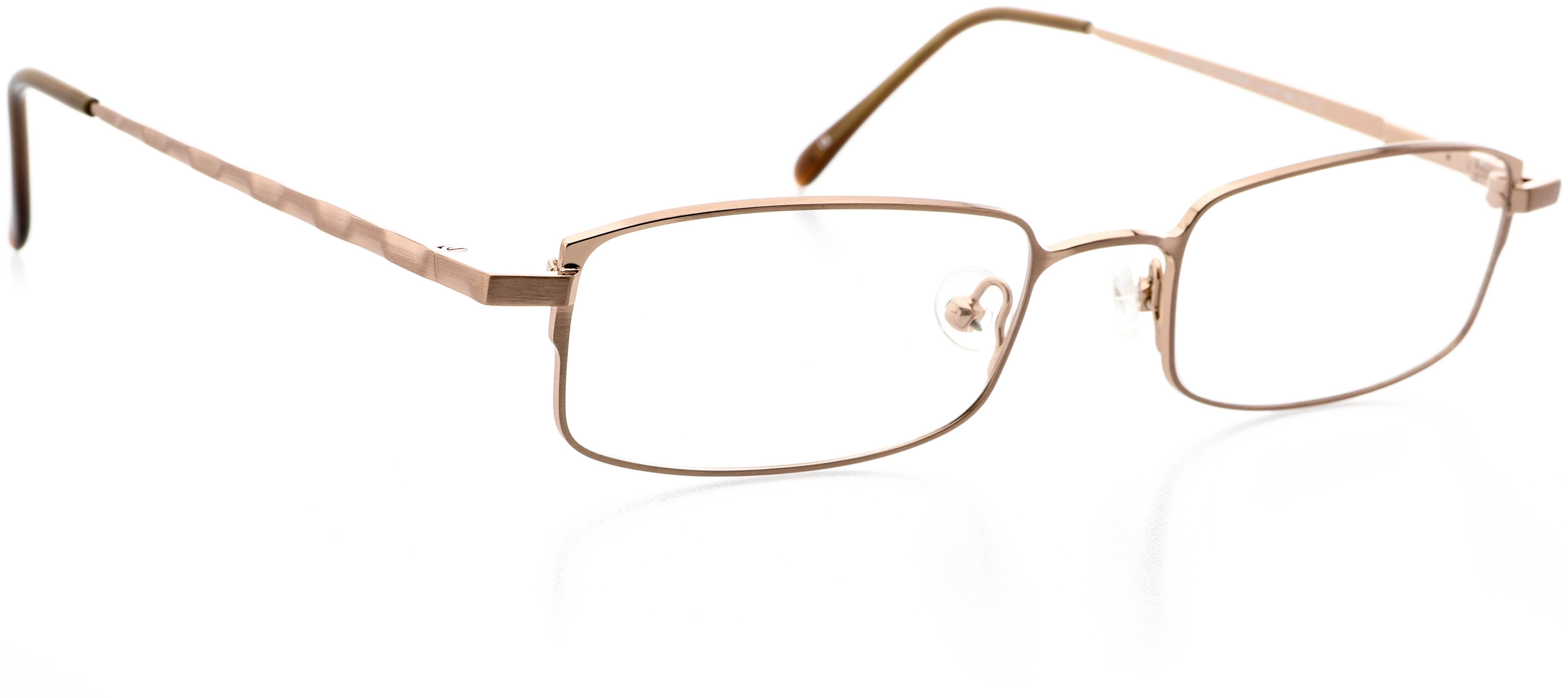 Unisex Optical Eyewear - Rectangle Shape, Metal Full Rim, Pale Copper