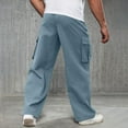 thumbnail image 5 of Wavsuf Cargo Pants for Men, Multi Pockets Casual Outdoor Straight Type Pleated Loose Fit Everyday Trousers Light Blue 3XL, 5 of 8