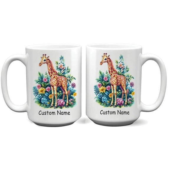Personalized Cute Giraffe Coffee Mug – Adorable Gift for Giraffe Lovers, Parents, Kids, Friends – Custom Name Ceramic Mug 11oz – Perfect for Coffee & Tea