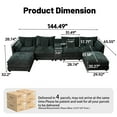thumbnail image 3 of SOULART 144" Cloud Couch, Black-Gray U-Shaped Sectional Sofa for Living Room, Modern sofa with Ottoman, Storage Box & Cup Holders & Chenille Fabric, 3 of 10