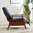 thumbnail image 6 of Terni Wood Arm Push Back Recliner in Performance Fabric - Denim Blue, 6 of 13