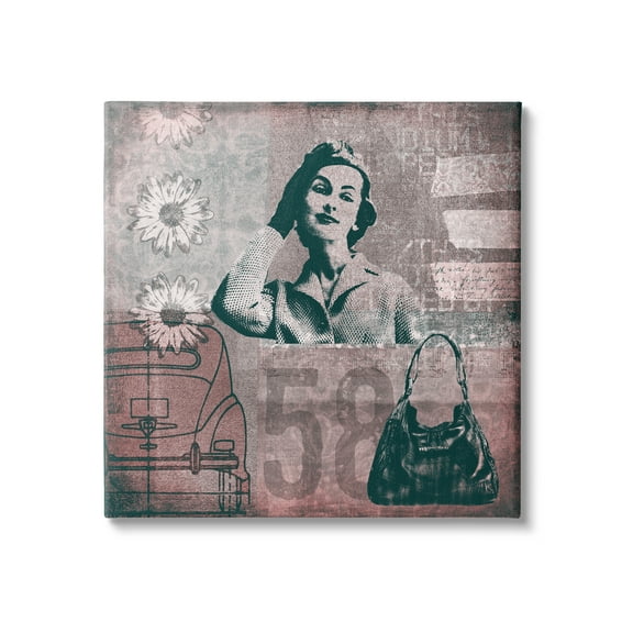 Stupell Vintage Fashion Woman Collage Abstract Painting Gallery Wrapped Canvas Print Wall Art