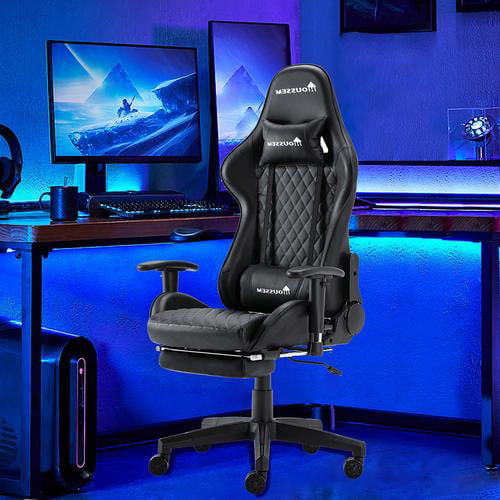 Gaming Chair Racing Ergonomic Recliner Office Computer Desk Swivel Seat Footrest 