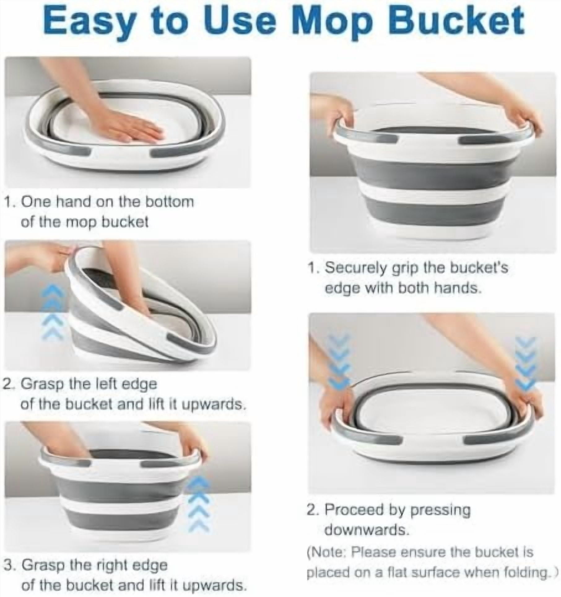 Collapsible Mop Bucket with Handle for Cleaning, 16L(4.2 Gallon) Silicone Square Mopping Bucket for Windows Cleaning or Car Washing, Cleaning Supplies Organizer Plastic Bucket for Storage