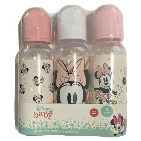 BABY BOTTLE SET 3 - GIRLS - DISNEY MINNIE MOUSE - VINTAGE PALE PINK - 9 BPA FREE
