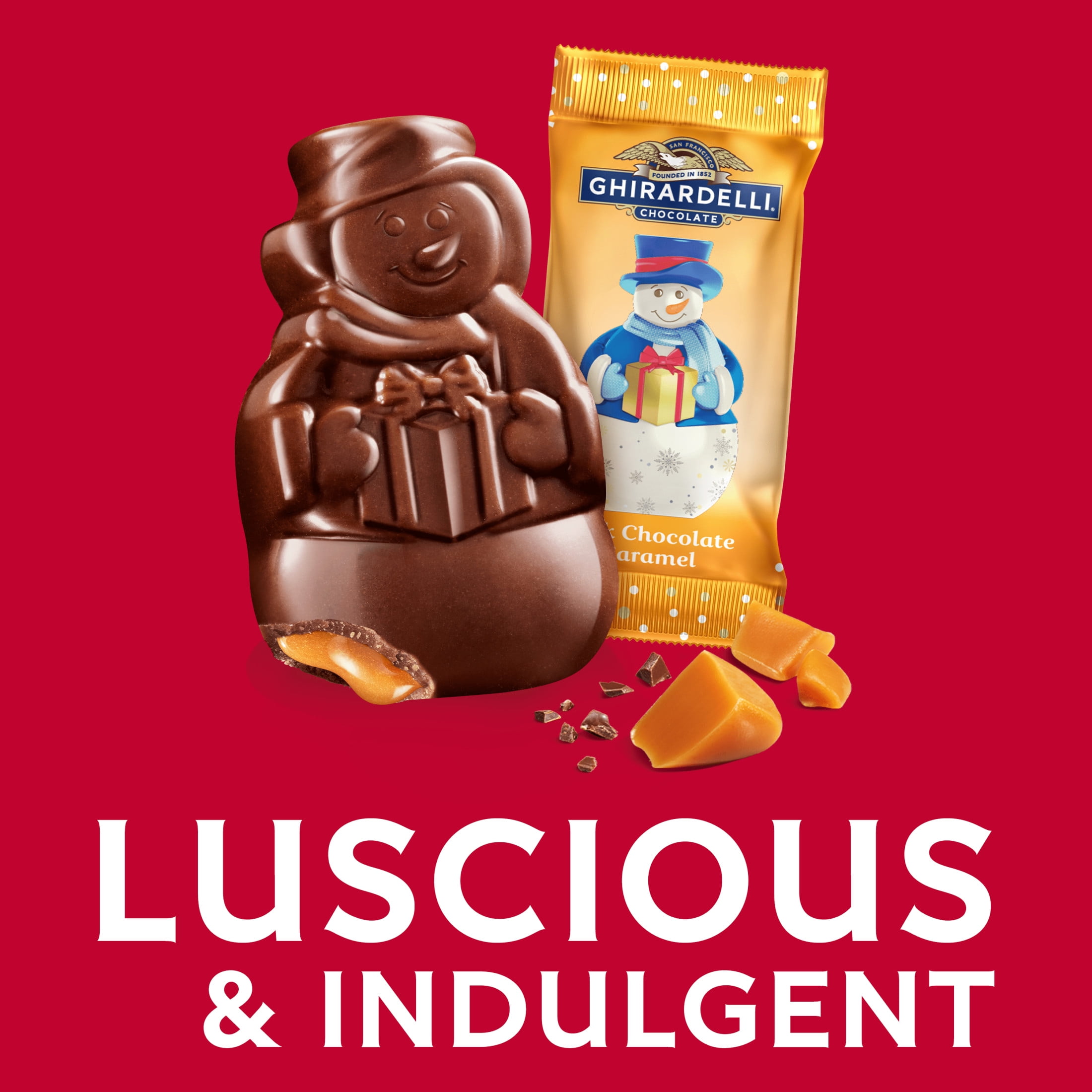 (10 pack) GHIRARDELLI Milk Chocolate Caramel Snowmen, 4.1 Oz Bag