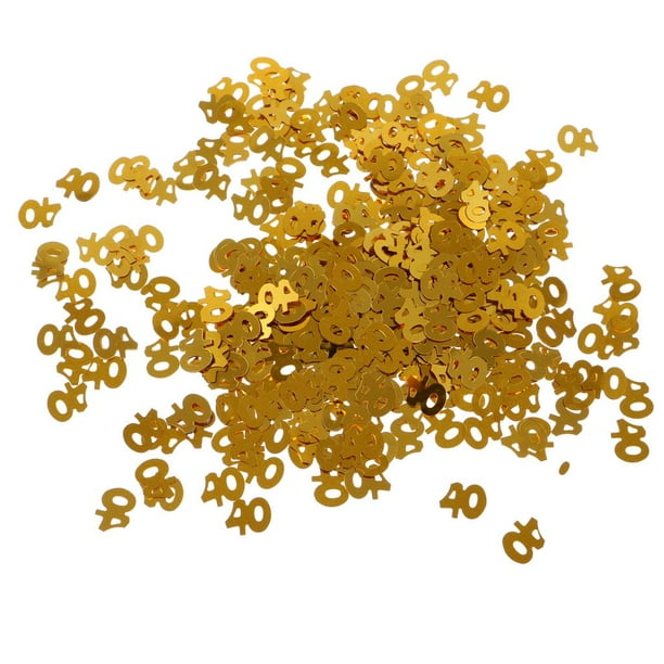 1 Bolsa de Confeti para invitaciónes + con Números de Edades 15g de Color Dorado 40