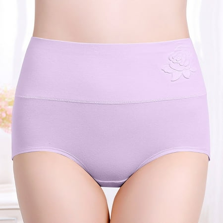 Underwear for Women Women s Lace Underwear Mid-Waisted Ice Silk Full Cover Underwear Soft Satin High Waisted Panties Lightweight Breathable Underpant Briefs Woman Underwear Purple L