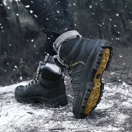 

Men‘s Fashion Snow Boots Waterproof Non-slip Warm Fleece Comfortable Shoes For Outdoor Hiking Climbing Adventure Winter