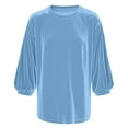 thumbnail image 4 of Velvet Tops for Women Plus Size 3/4 Bell Sleeve Shirt Fall 2025 Crewneck Loose Fit Tunic Blouse, 4 of 6