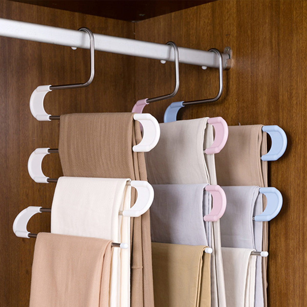 1/2 PCS 5 Layers Clothes Trousers Holder, SType Pants Hanger Organizer