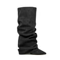 thumbnail image 4 of Women's Knee High Boots Fashion Pointed Toe Heel Stacked Slouchy Folded Casual Dress Boots For Women, 4 of 9