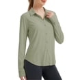 thumbnail image 6 of ClodeEU Women's Collared Long Sleeve Button Down Sun Protection Shirt, Fitted Casual Blouse Beige,Women's Plus L, 6 of 6