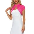 thumbnail image 4 of INSPIRE CHIC Women's Lace Bolero Shrug Stand Collar Button Short Sleeve Shoulder Cover Up S Hot Pink, 4 of 6