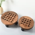 thumbnail image 4 of CreativeArrowy Plant Stand Tray Rolling Wooden Planter Receptacle Mobile With Wheels Gardening Garden Tool Pot Rack, 4 of 16