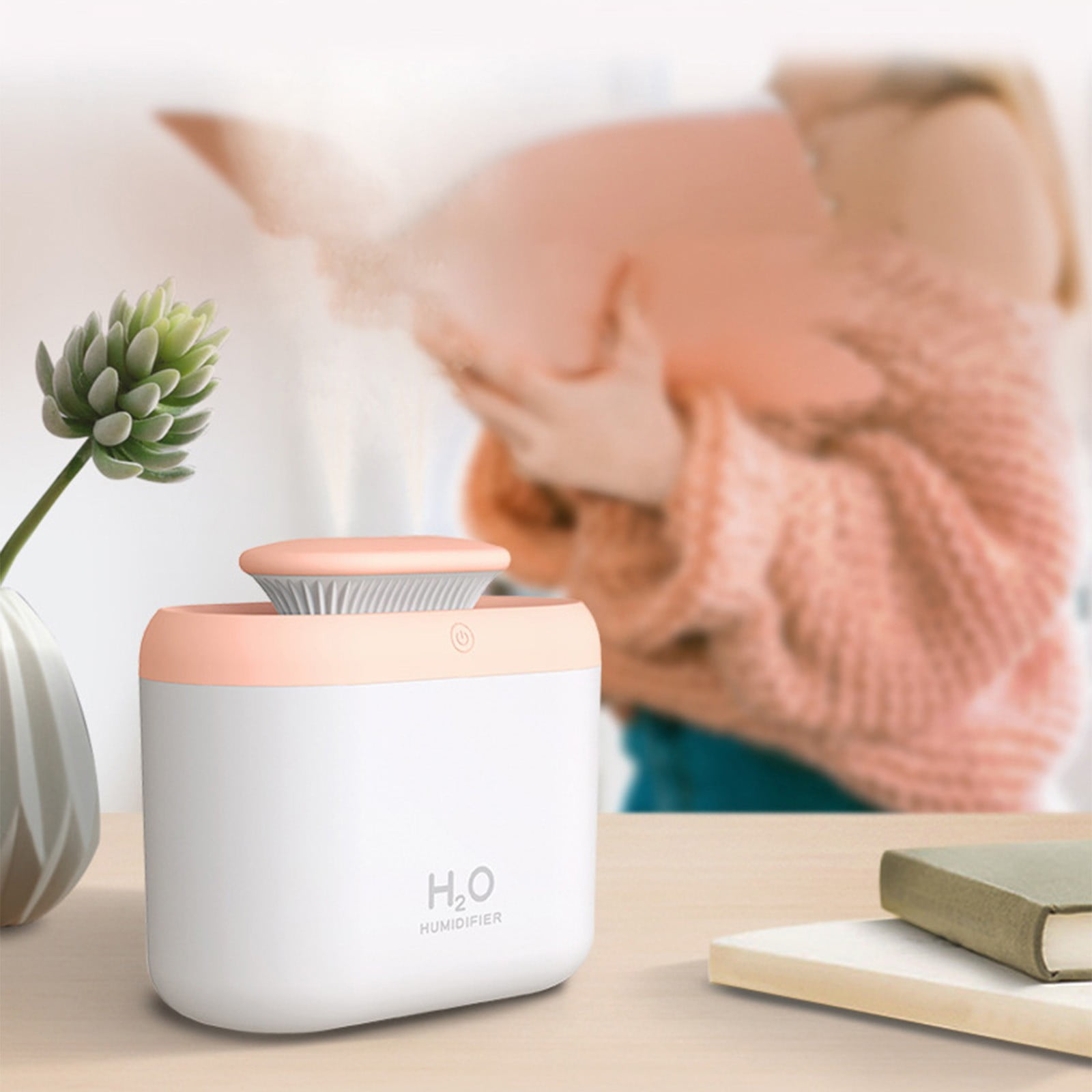 Xecvkr Mini Portable USB Humidifier Oil Diffuser Cool Mist Soft Night Light Quiet Air Purifierss Kids Bedroom Car Travel Home Desk Large Water Tank 1 Pc