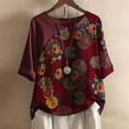 thumbnail image 2 of Vestidos Casuales Para Mujer, Blusas De Mujer De Moda Blusa informal de manga corta con cuello redondo y estampado para mujer, 2 of 4