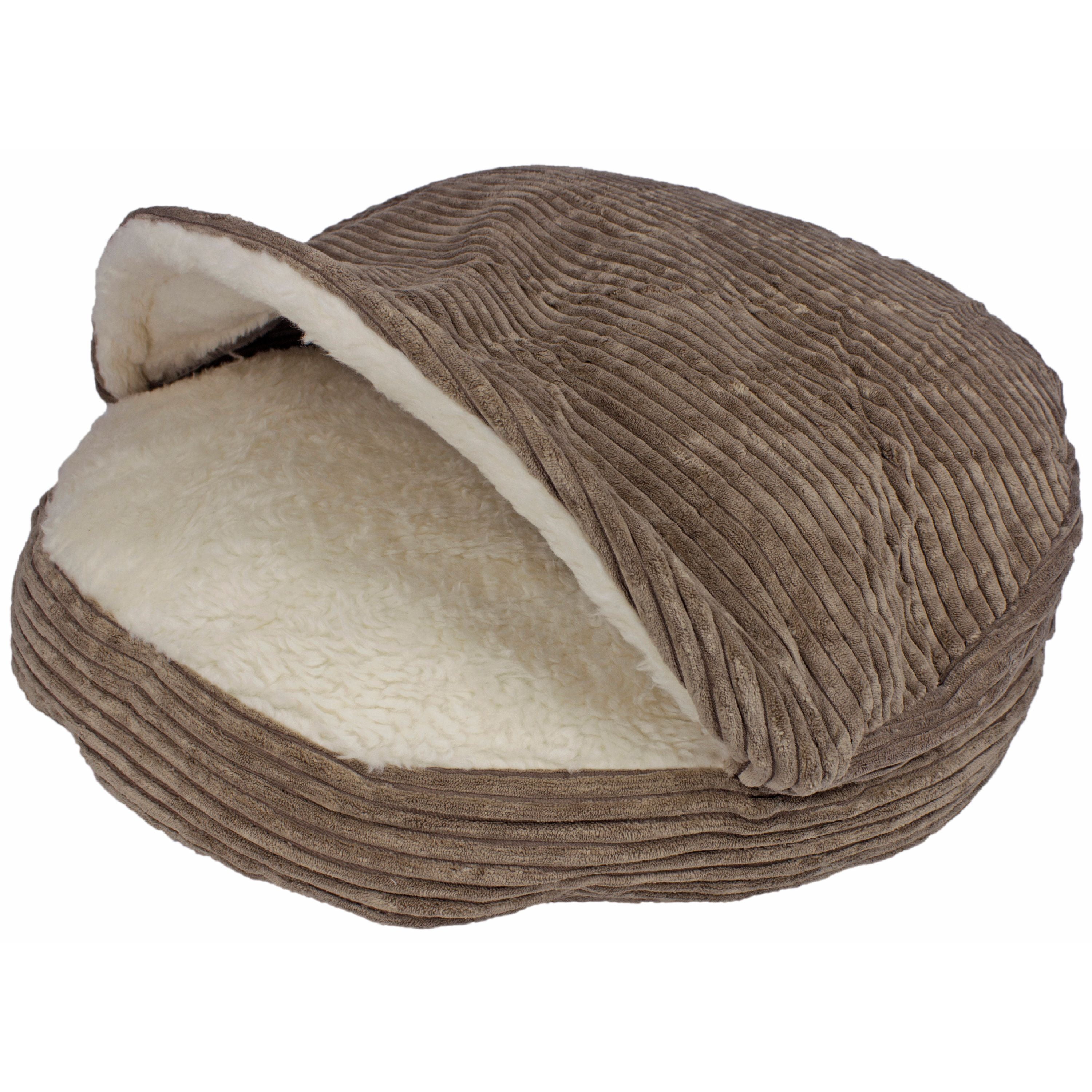 Precious Tails Plush Corduroy And Sherpa Lined Pet Cave Bed