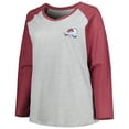 thumbnail image 2 of Women's Fanatics Nathan MacKinnon Heather Gray/Heather Burgundy Colorado Avalanche Plus Size Name & Number Raglan Long, 2 of 3