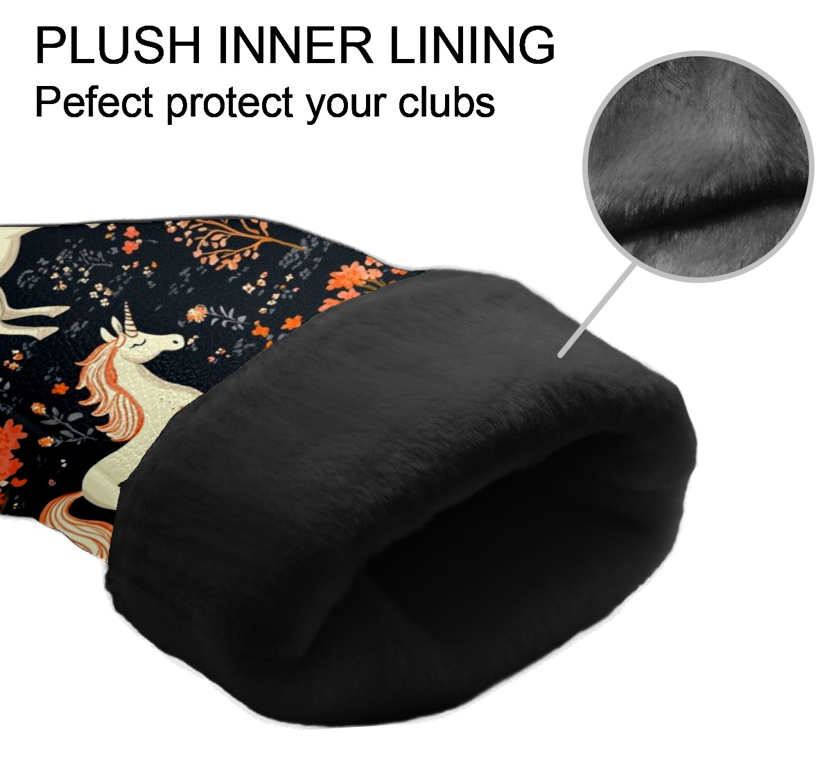 Golf Head Covers Cute Horse Pattern for Driver, Wood & Hybrid, Premium Waterproof PU Leather with Plush Lining, Animal Golf Gifts