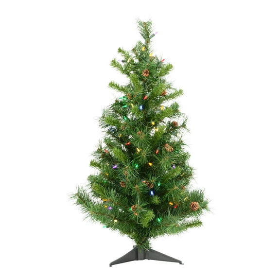 Vickerman 3' Cheyenne Pine Artificial Christmas Tree with 100 Multi-Colored LED Lights