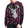 thumbnail image 5 of Xoenoiee Girls Hoodies Hooded Sweater with Front Kangaroo Pocket Pullover Sweatshirt Long Sleeve Hoodies for Age 6-16 Years Travel Workout Walk, Camo Forest American Flag Antler Print, M, 5 of 7