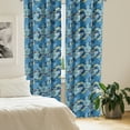 thumbnail image 2 of Ambesonne Floral Window Curtains, Doodle Flowers Boho Spring, Each 28" W x 84" L, Blue Blue, 2 of 4
