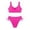 Hot Pink, variant on Big Girls Two Piece Bathing Suit V Neck Crop Top High Waist Bottom with Side Tie Swim Set for Pool 7-16Y