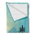 thumbnail image 2 of Egypt Soft Flannel Fleece Throw Blanket, Pyramids Camel Palm Tree and Monuments, Cozy Plush for Indoor and Outdoor Use, 60" x 80", Charcoal Grey Sea Blue, by Ambesonne, 2 of 5