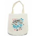 thumbnail image 1 of Saying Tote Bag, Tropical Summer Theme Home is Where the Beach is Phrase, Cloth Linen Reusable Bag for Shopping Books Beach and More, 16.5" X 14", Cream, by Ambesonne, 1 of 2