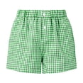 thumbnail image 4 of Miluxas Girls Plaid Shorts Kids Elastic Waist Wide Leg Short Pants with Pockets Green 150(150), 4 of 6