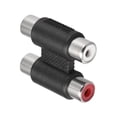 thumbnail image 3 of Uxcell 1.26''x1.06''x0.43'' RCA 3 Female to 3 Female Connector Stereo Adapter Coupler Plastic Black 2pcs, 3 of 5