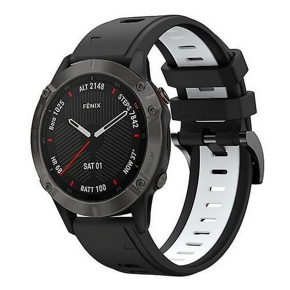 For Garmin Fenix 6 Sapphire Gps 22mm Two-color Sports Silicone Watch Band