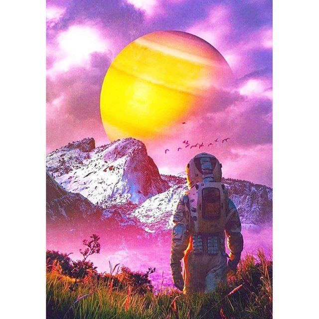 Pintura de diamante (DE1861) cuadro de luna de astronauta DIY 5D mosaico resina cuadrado Kit 40x50cm FLhrweasw Nuevo