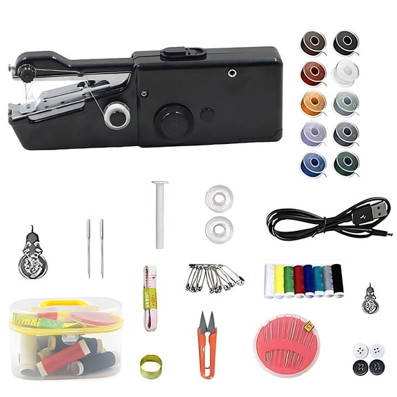 Mini Sewing Machine,Portable Sewing Machine,Handheld Sewing Machine,Mini Electric Hand-held Cordless Portable Sewing Machine for Beginners,Easy to Use and Fast Stitch for DIY,Clothes(Black)
