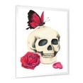 thumbnail image 2 of Designart Skull With Red Rose & Butterfly Modern & Contemporary Framed Wall Art, 2 of 4