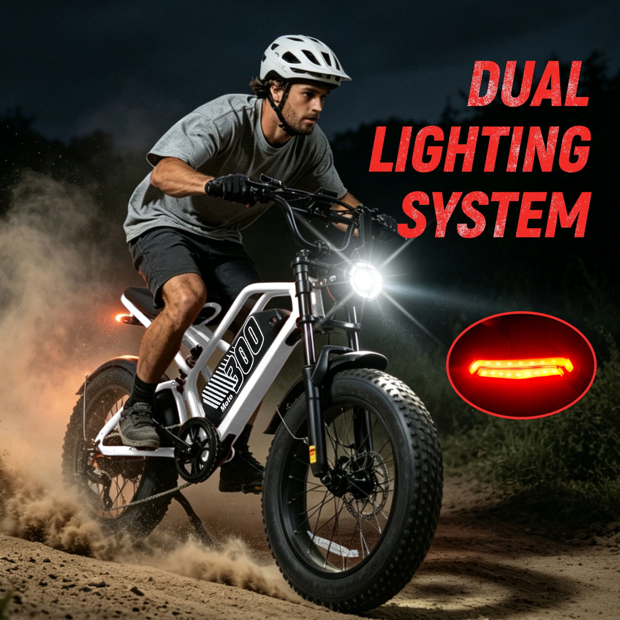 ESKUTE V300 Electric Dirt Bike for Adults & Teens, 1500W Motor, 30+MPH Max Speed, 48V 20.8Ah Removable Battery, 20" x 4.0" Fat Tires, 7-Speed, NFC Unlock White, UL2849