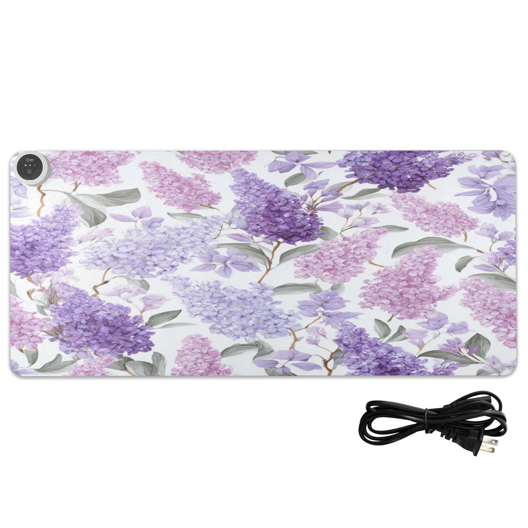 Wobogo Lavender Heated Mouse Pad Extra-Large Desk Mat With 3 Heating Levels and 3-hour Auto Shut-Off Protection Ideal for Computer Keyboards Home Office Hand-warming Essential 31.5in × 13in