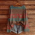 thumbnail image 2 of Oversized Sweaters for Women Long Sleeve Casual Crewneck Drop Shoulder Boho Floral Pattern Pullover Sweater Fall Knit Tops, 2 of 4