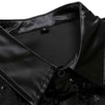 thumbnail image 5 of SeCaotees Men's Men's Long‑Sleeve Button‑Down Dress Shirt Turn‑Down Collar Glossy Splice Fabric Slim Fit For Party Nightclub Formal Occasion Shirts Black,L, 5 of 7