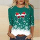 thumbnail image 2 of Camisetas de Navidad para Mujeres, 3/4 Manga Cuello Redondo Blusa con Estampado de Vacaciones, Top de Moda Casual, 2 of 5