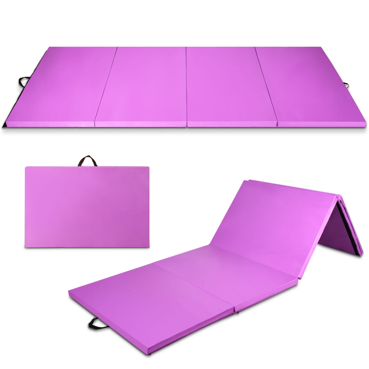 HCY Exercise Mat Gymnastics Mat Tumbling Mat 4'x8'x2 Pu Leather with Carrying Handles for Yoga,Home Gym,Core Workouts,Stretching 