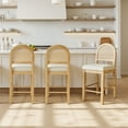 thumbnail image 2 of Spruce & Spring Boho Rattan Counter Stool with Solid Wood Frame and Upholstered Seat Set of 2, Natural, 2 of 12