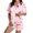 Pink, variant on Women's Flannel Pajama Set Cozy Round Neck Sleepwear With Decorative Print For Fall Winter Seasonal Comfort And Casual Lounging