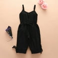 thumbnail image 2 of Lenpel Toddler Baby Girls' Sleeveless Jumpsuits Soft Cotton Spaghetti Strap Tie Waist Cami Rompers Active Overalls with Pockets 1-6 Y, 2 of 3